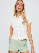 Protect Your Peace White Button-Up Top